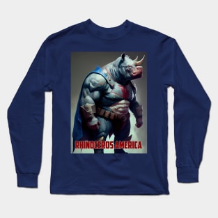 Rhinoceros America - Oil paint Long Sleeve T-Shirt